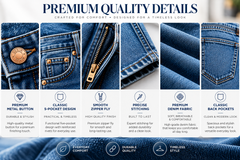Men's Classic Fit Straight Leg Denim Jeans – Heavy Duty Cotton Work Jeans